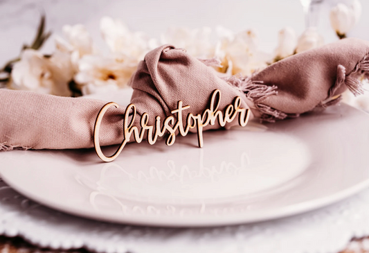 Birthday Wedding Name Tags, Wedding Table Decor, Wedding Place Names, Wedding Decor Wood Custom